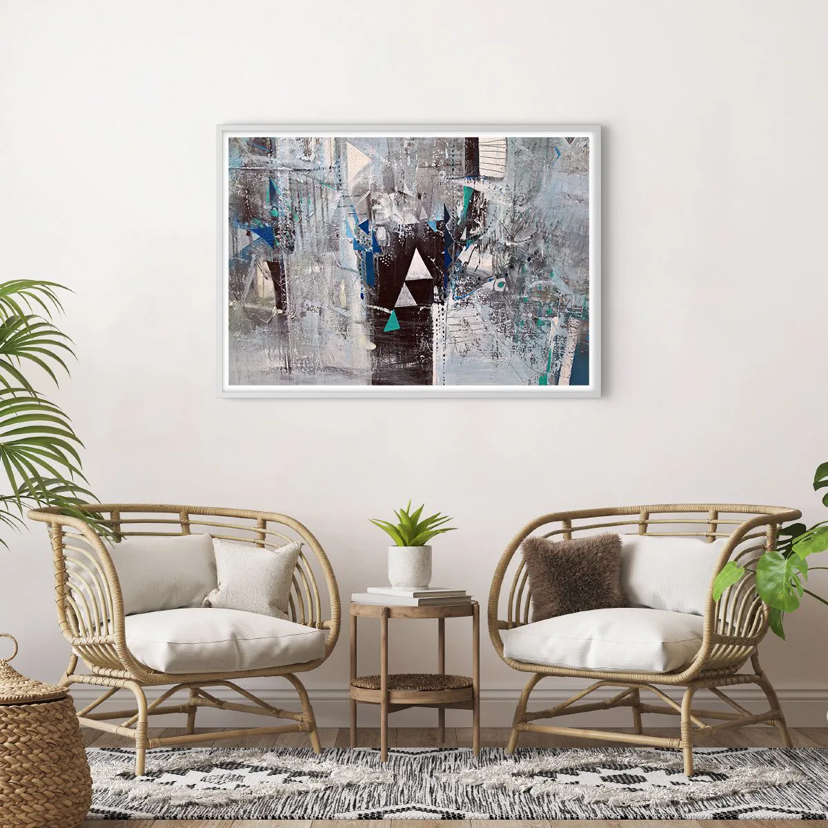 Affiche dans un cadre blanc - Poster - Ordre prioritaire des triangles - 100x70 cm