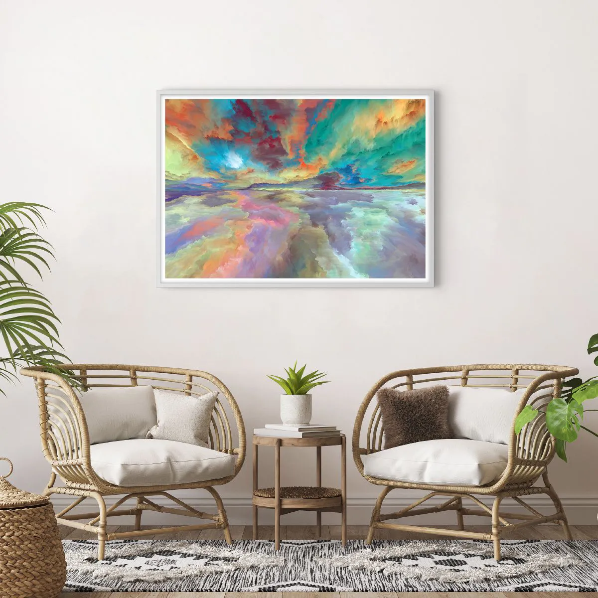 Affiche dans un cadre blanc - Poster - Deux paradis - 100x70 cm