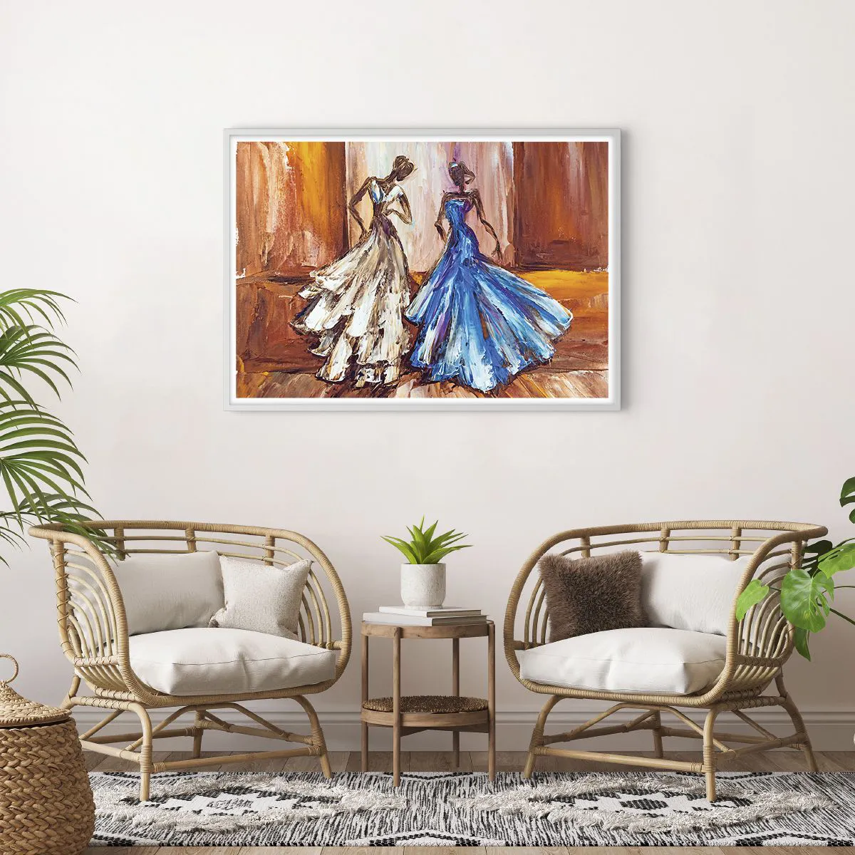 Plakat w białej ramie - Wdzięczny duet - 100x70 cm