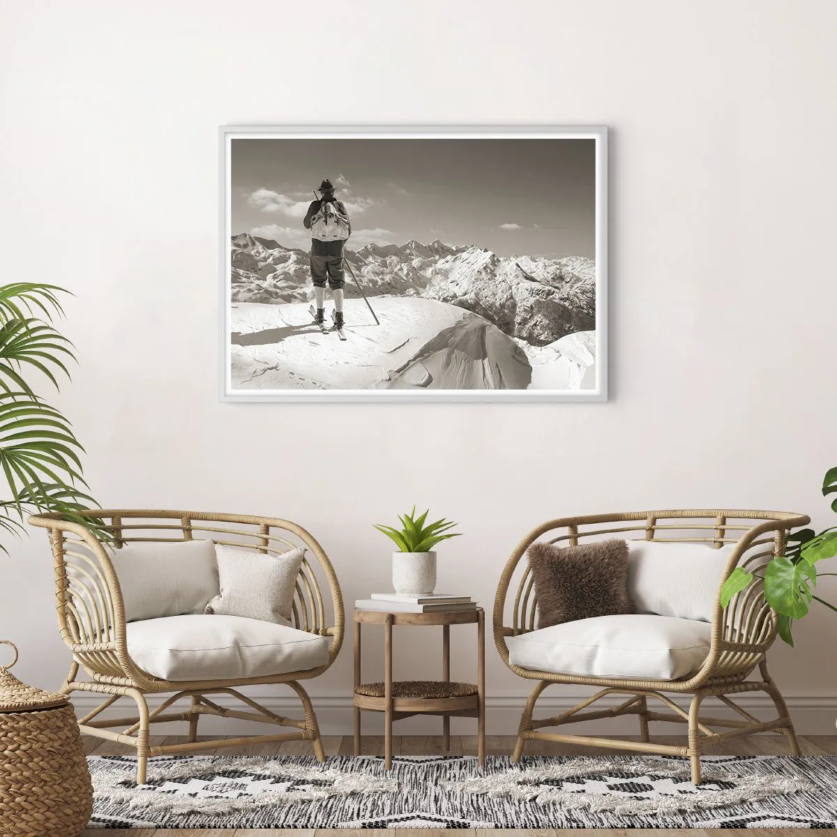 Poster in een witte lijst - En de bergen blijven onveranderd - 100x70 cm