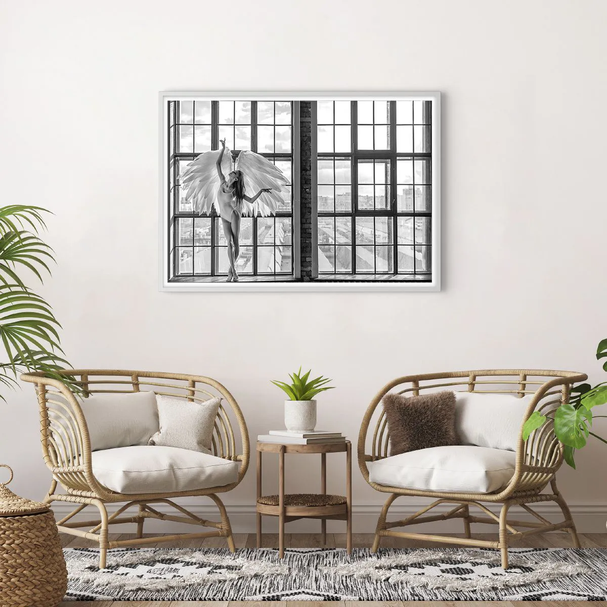 Poster în ramă albă - Orașul îngerilor dansatori? - 100x70 cm