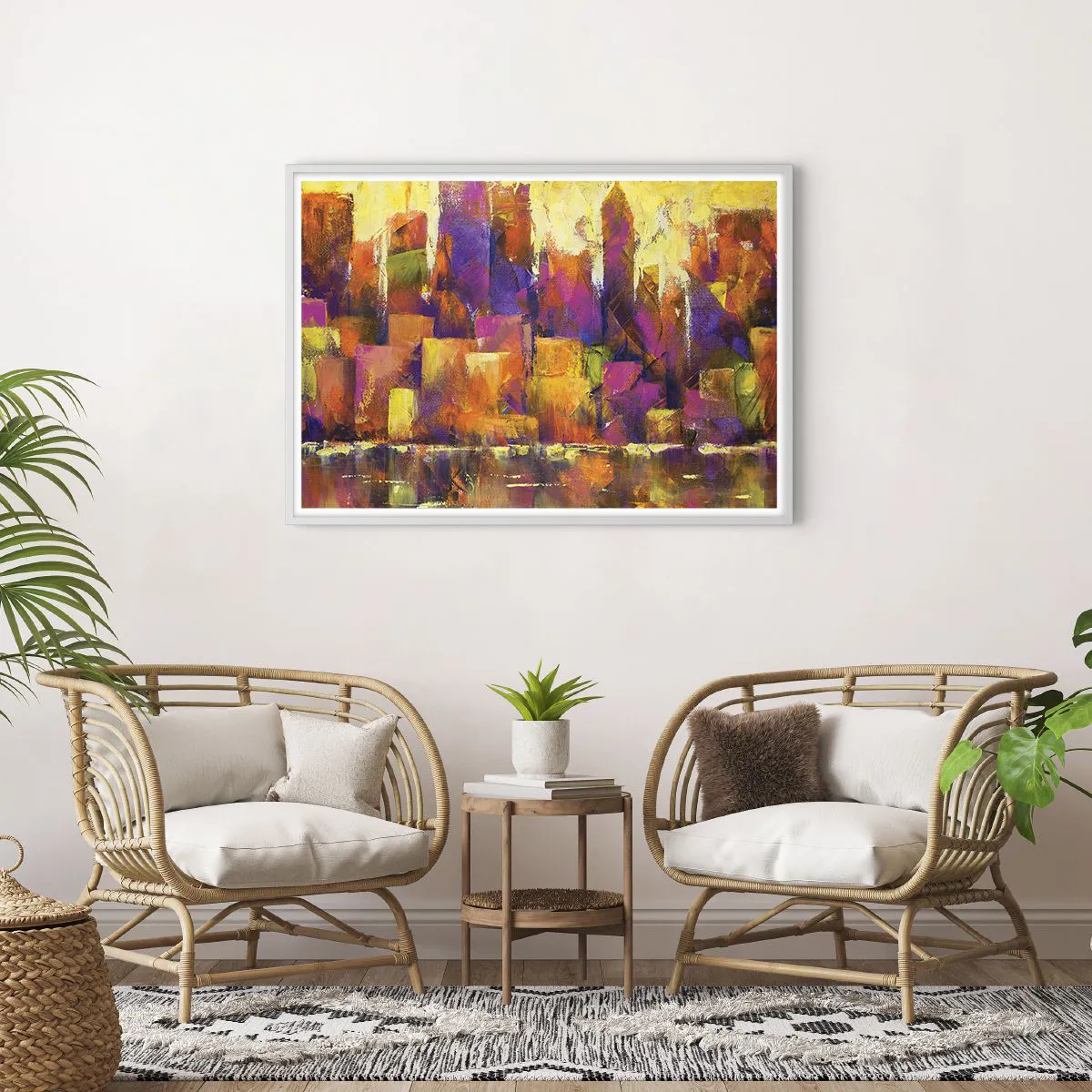 Poster in een witte lijst - Metropolitan compositie - 100x70 cm