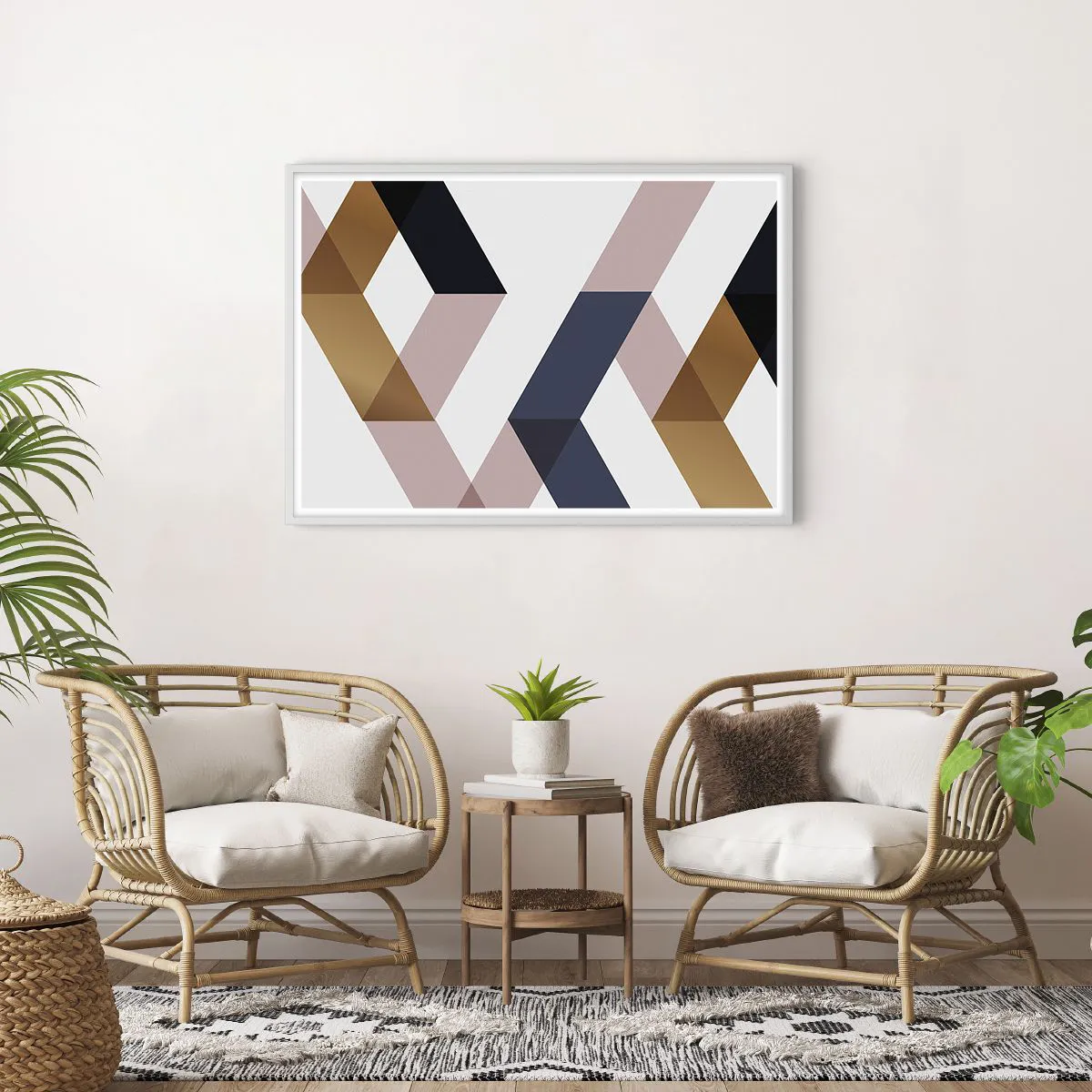 Póster en marco blanco - Rectas y ángulos - 100x70 cm