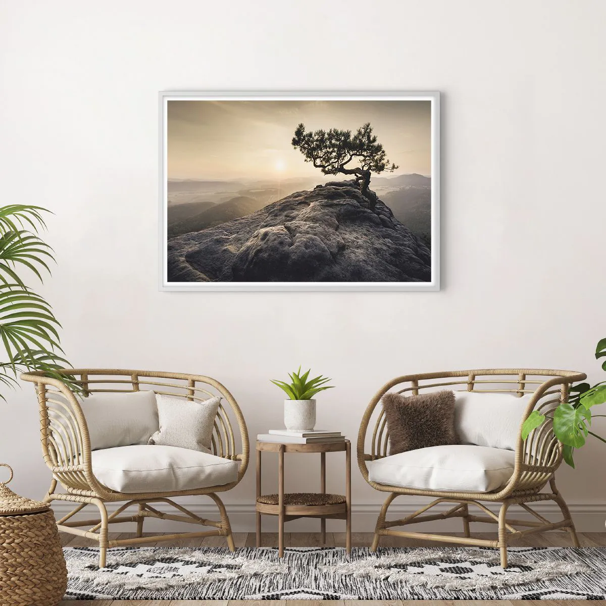 Affiche dans un cadre blanc - Poster - La vie gagne toujours - 100x70 cm