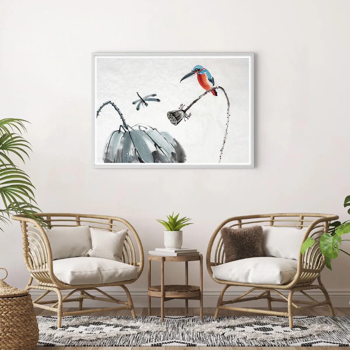 Poster in een witte lijst - Het leven van de weide - 100x70 cm