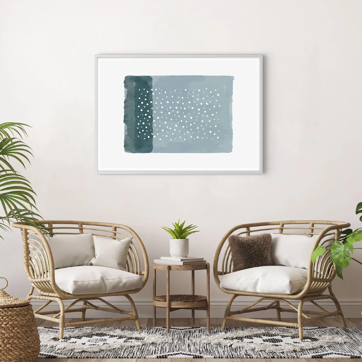 Affisch i vit ram - Uppstådda ur det blåa - 100x70 cm