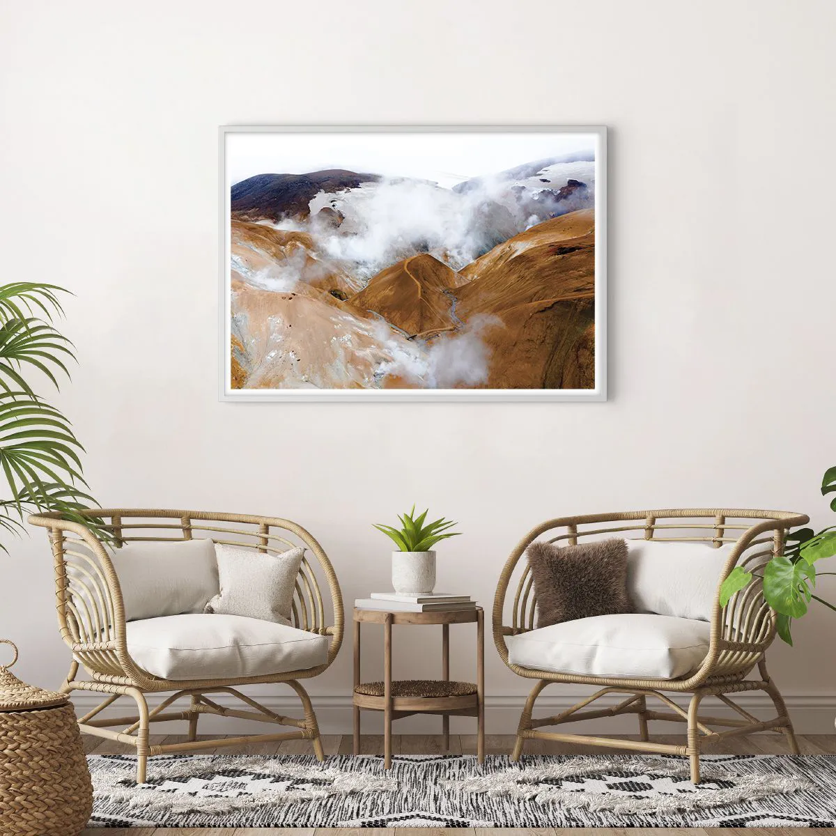 Affisch i vit ram - Islands råa skönhet - 100x70 cm