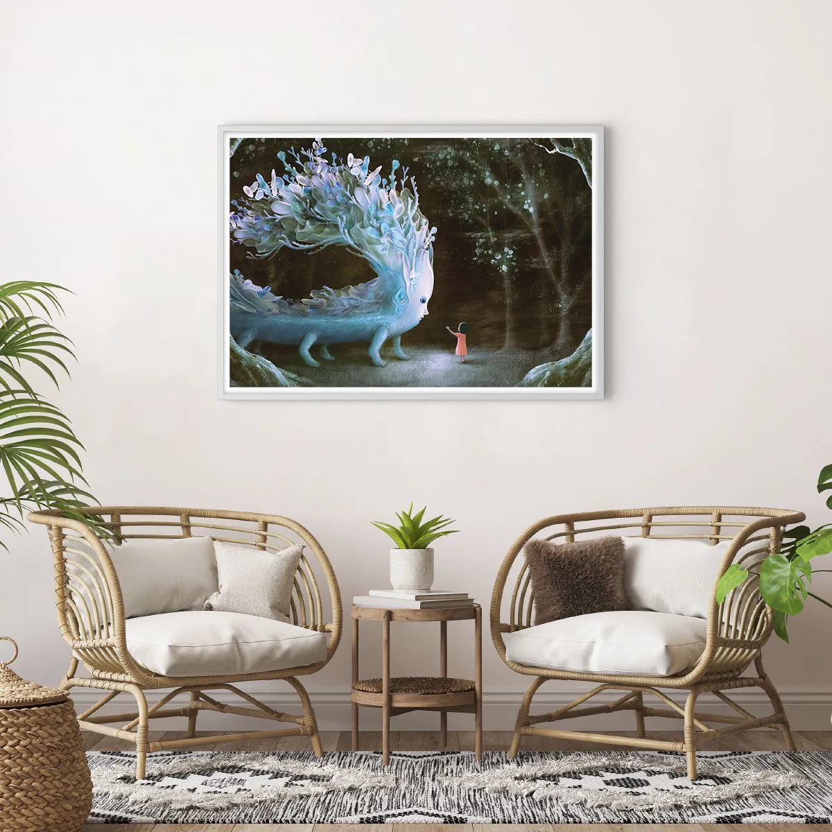 Poster in white frmae - Fantastic Encounter - 100x70 cm