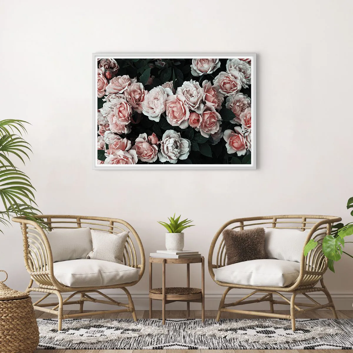 Poster in einem weißen Rahmen - Rosen-Ensemble - 100x70 cm