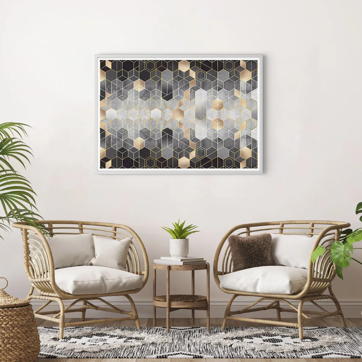 Poster in einem weißen Rahmen - Diamant-Komposition - 100x70 cm