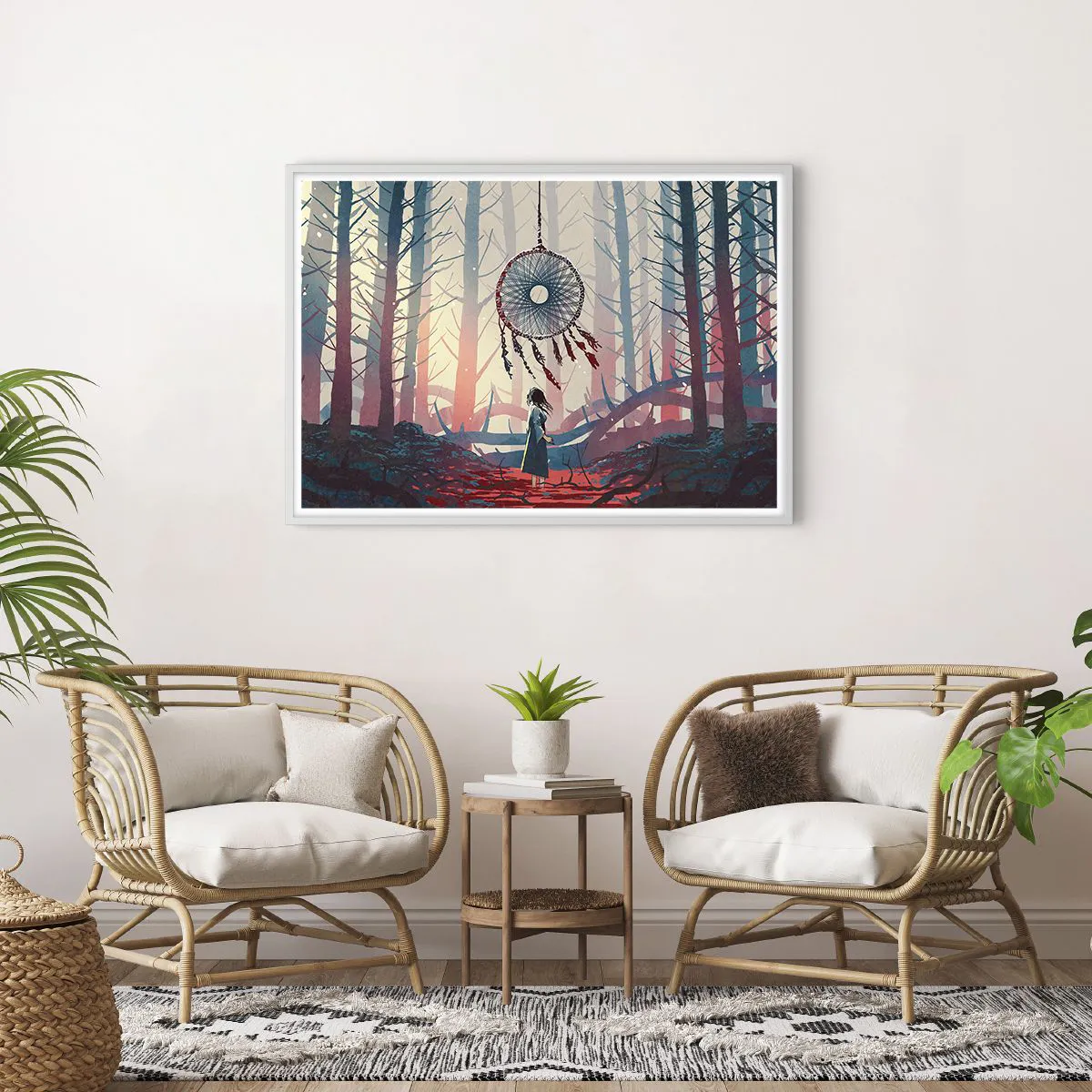 Affiche dans un cadre blanc - Poster - Rituel secret du bonheur - 100x70 cm