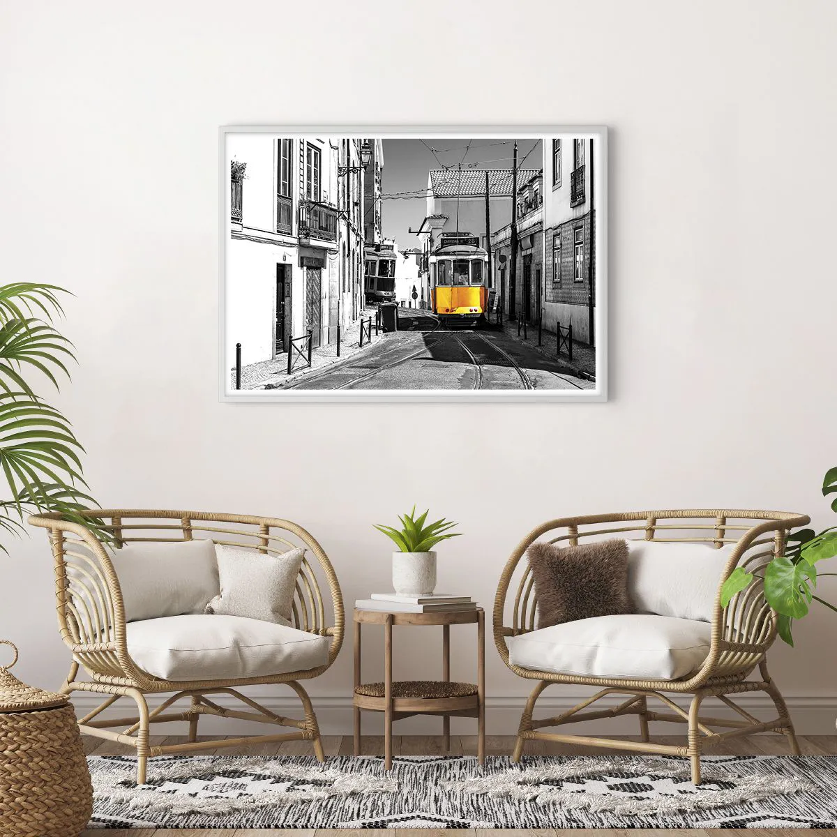 Póster en marco blanco - Espíritu de Lisboa - 100x70 cm