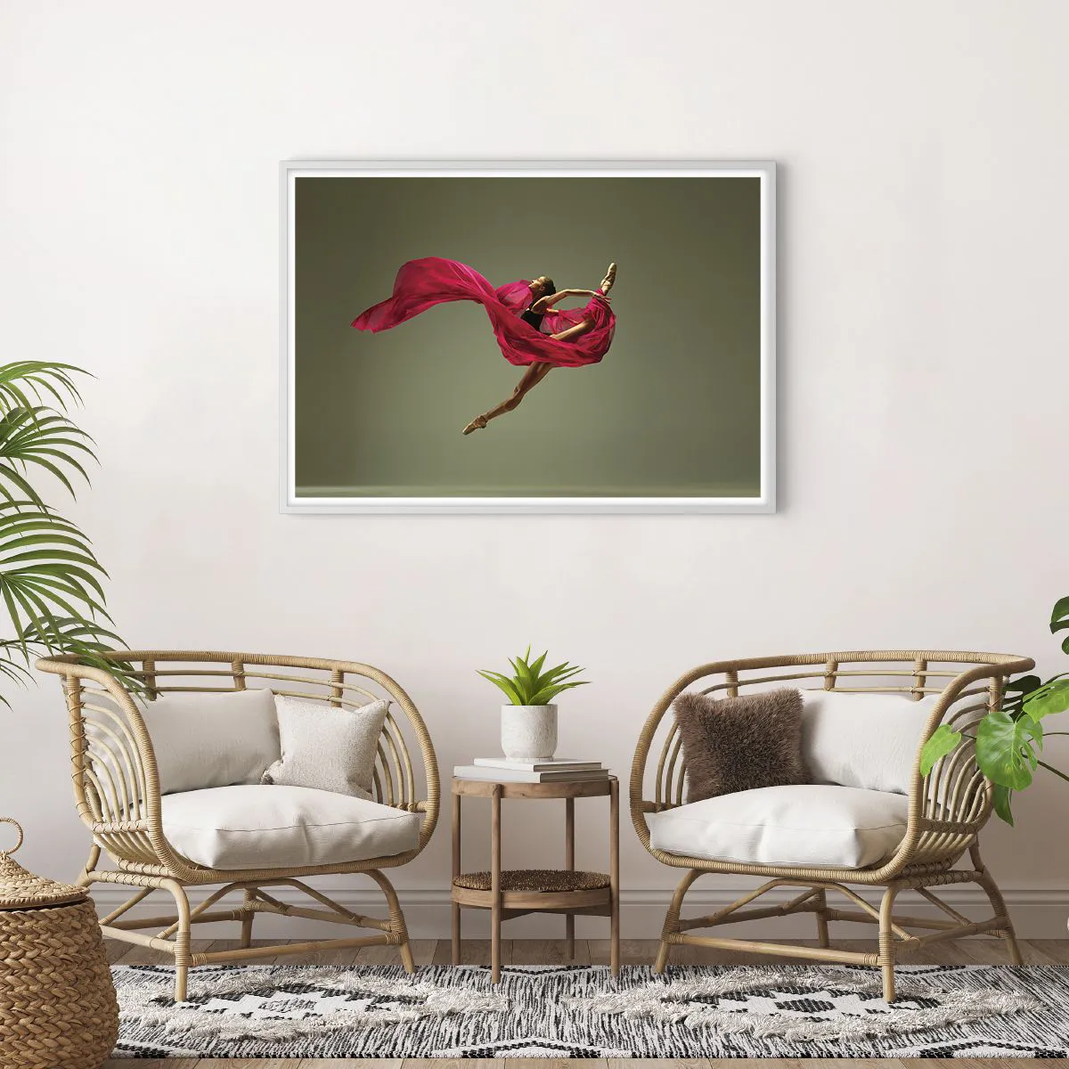 Poster in einem weißen Rahmen - Tanzende Flamme - 100x70 cm