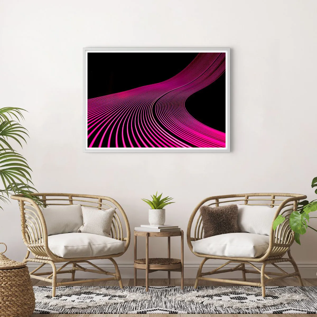 Affiche dans un cadre blanc - Poster - Avenue de lumière - 100x70 cm