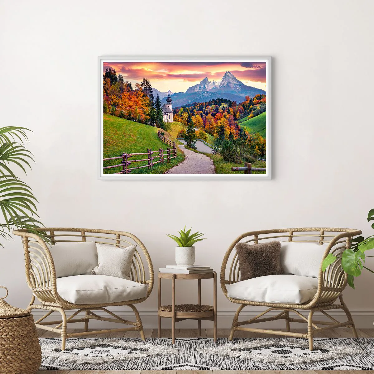 Affiche dans un cadre blanc - Poster - Paysage comme peind - 100x70 cm