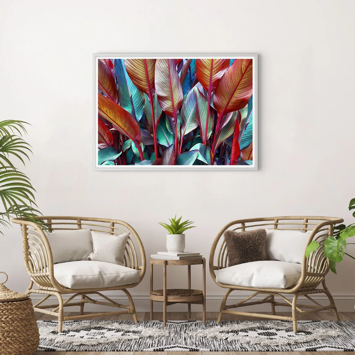 Plakat w białej ramie - Kolorowy gąszcz - 100x70 cm