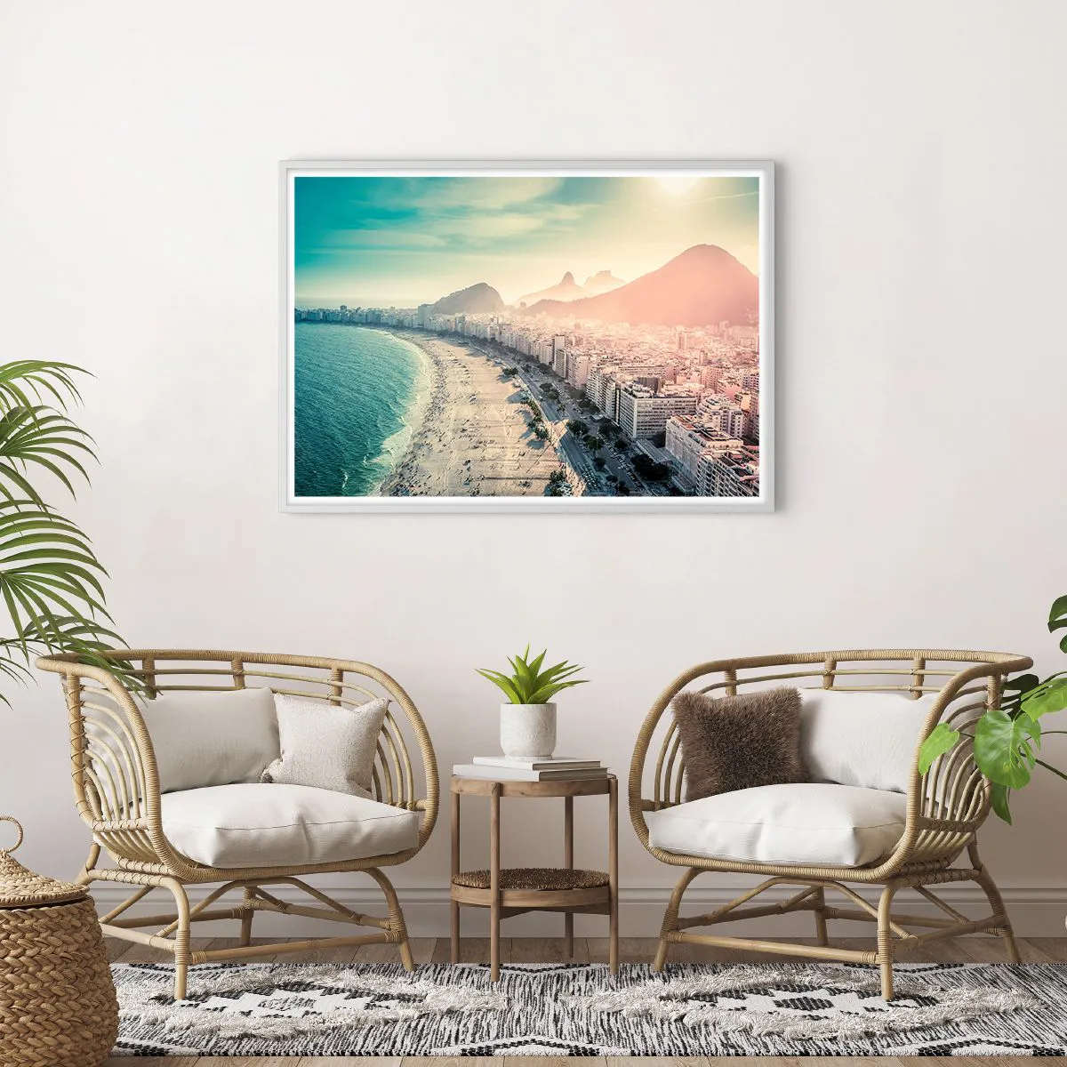 Plakát v bílém rámu - Věčná dovolená v Riu - 100x70 cm