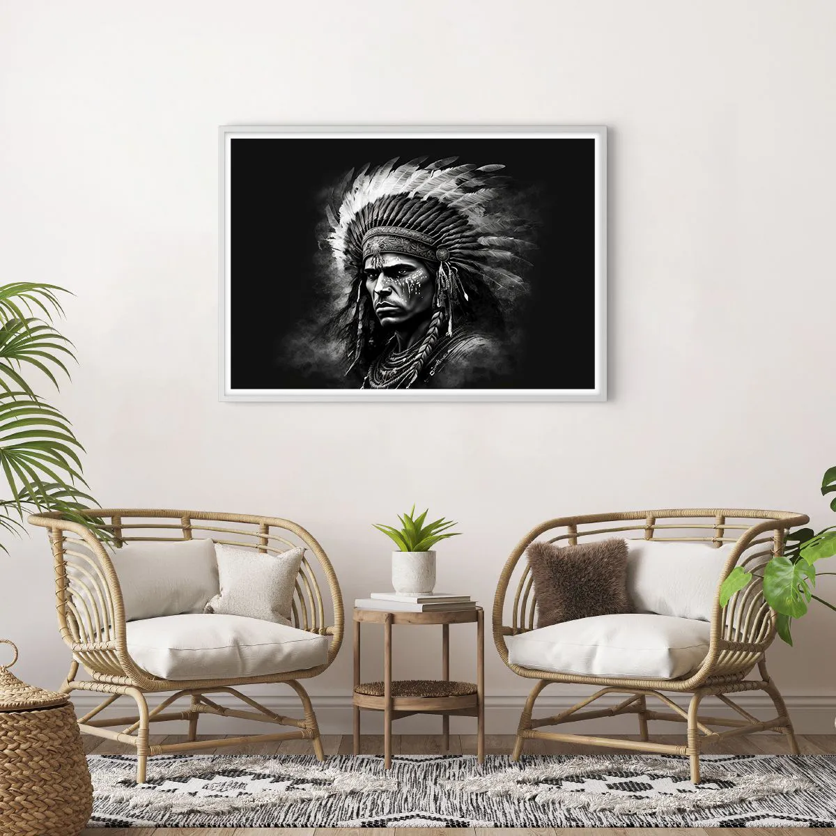 Affiche dans un cadre blanc - Poster - Un leader et un guerrier - 100x70 cm