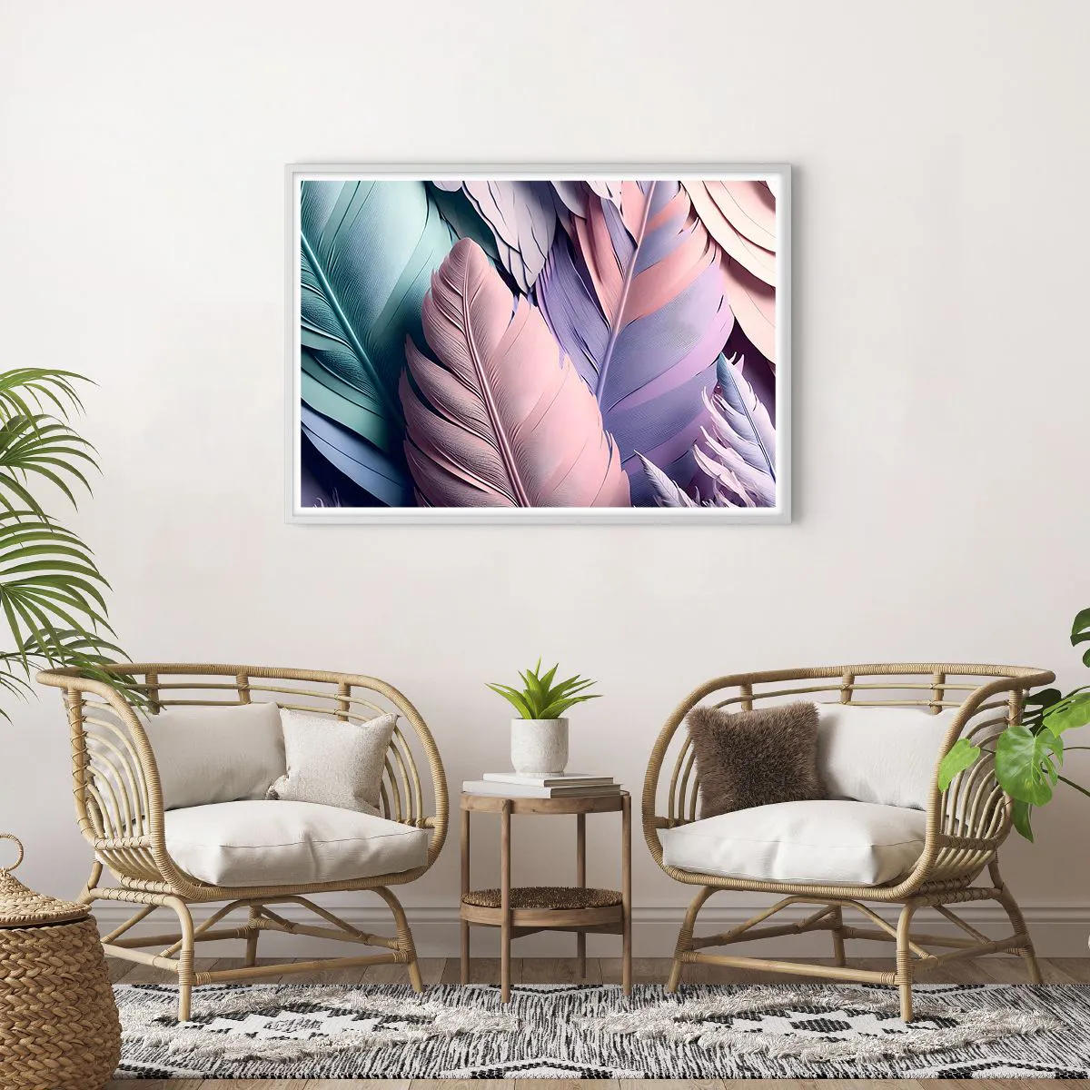 Affiche dans un cadre blanc - Poster - Oiseau chic - 100x70 cm