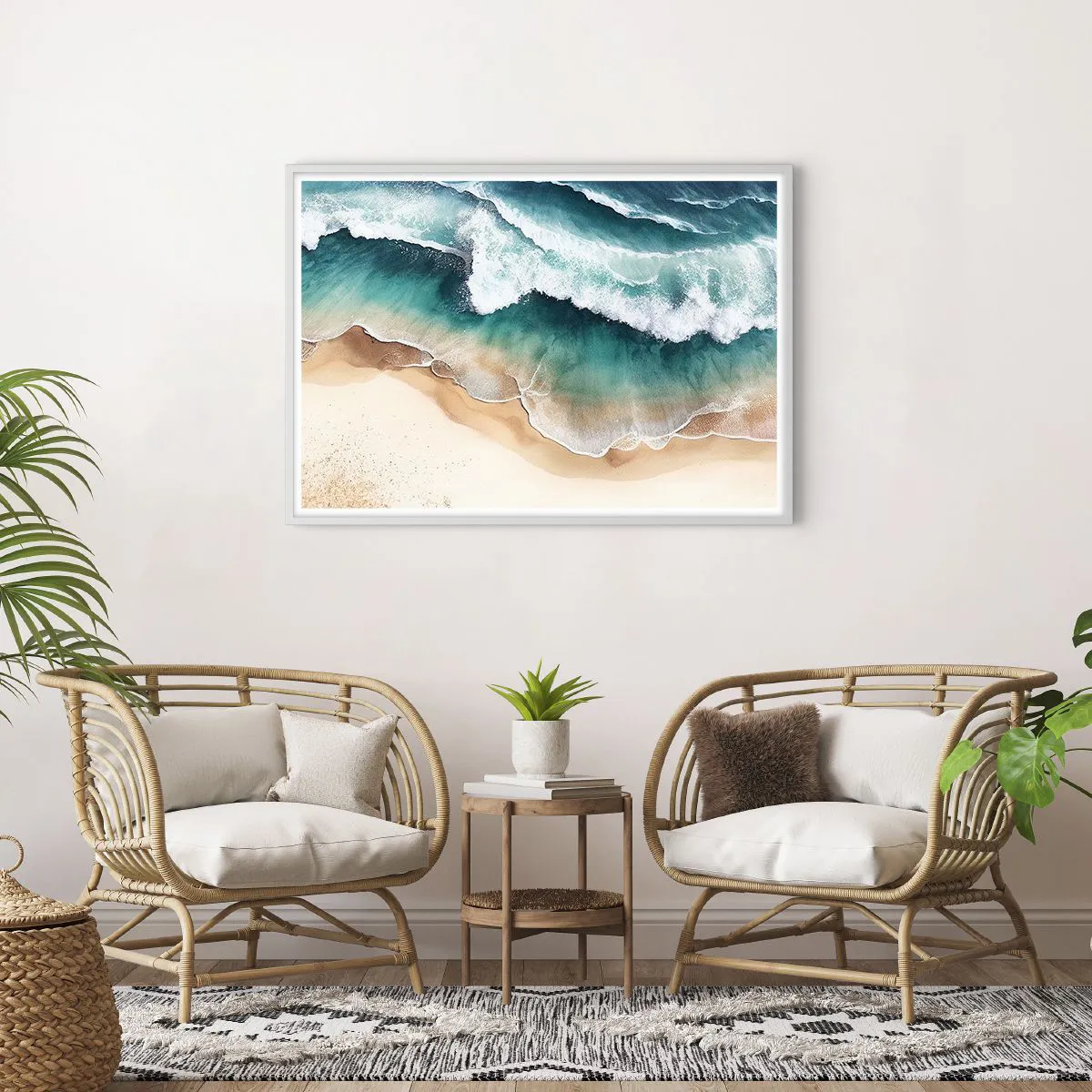 Plagát v bielom ráme - Odveké stretnutie - 100x70 cm