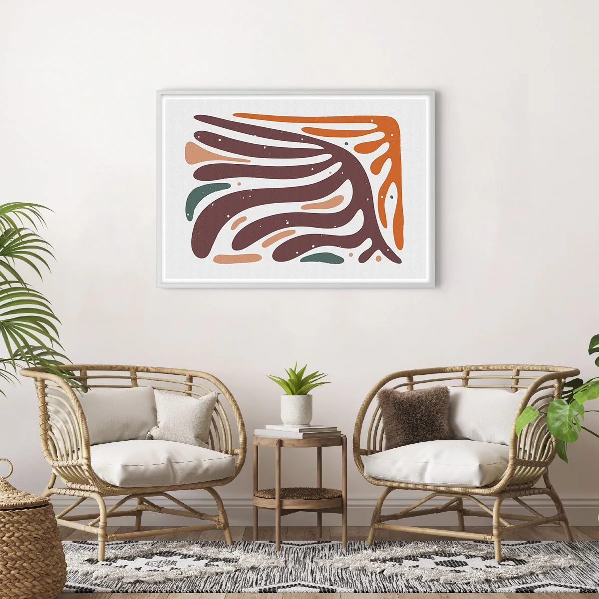 Poster in einem weißen Rahmen - Strahlende organische Komposition - 100x70 cm