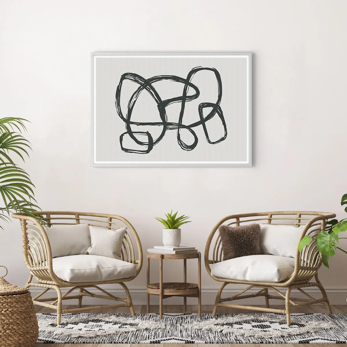 Affisch i vit ram - Loopad abstraktion - 100x70 cm