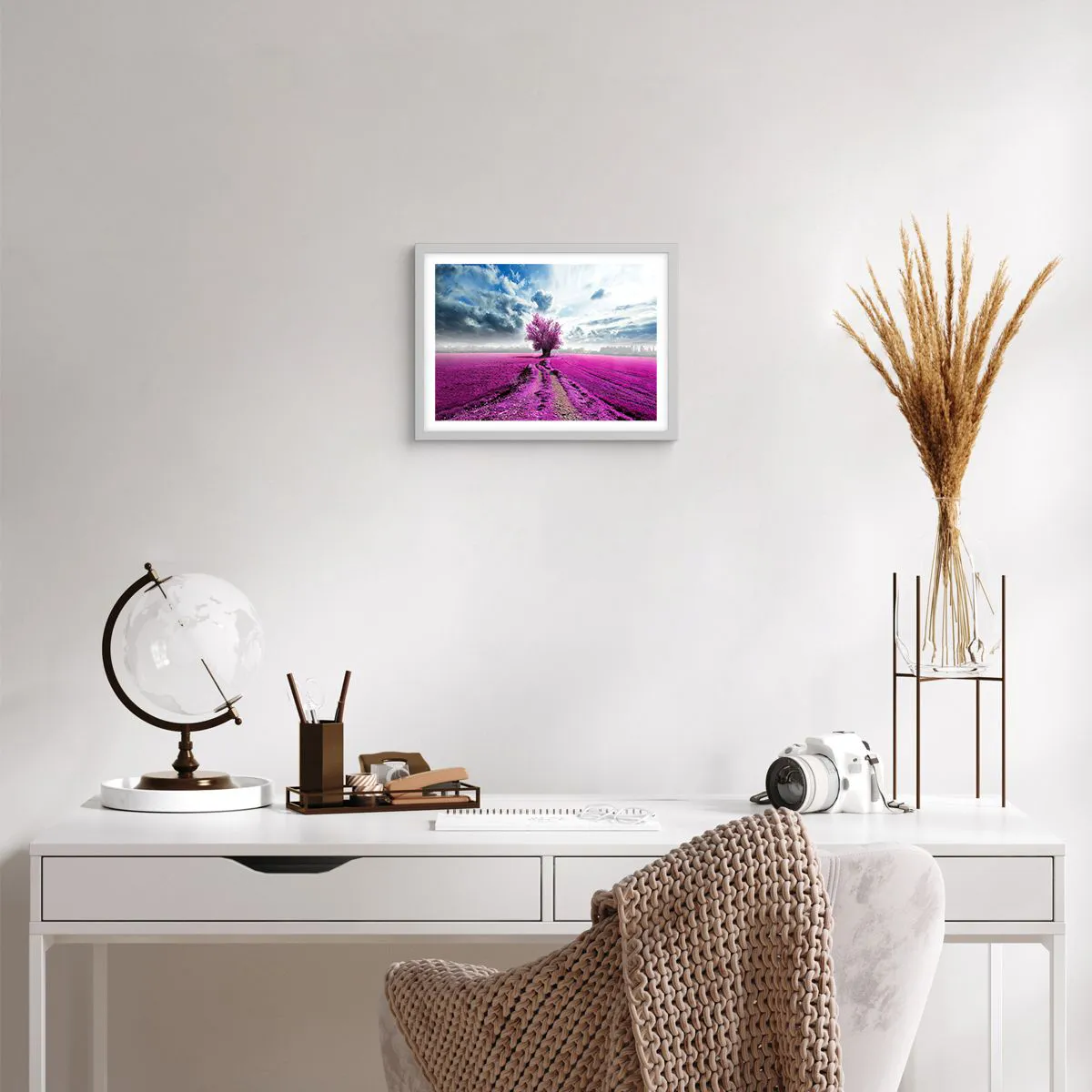 Affiche dans un cadre blanc - Poster - Lande - nature sauvage - 40x30 cm