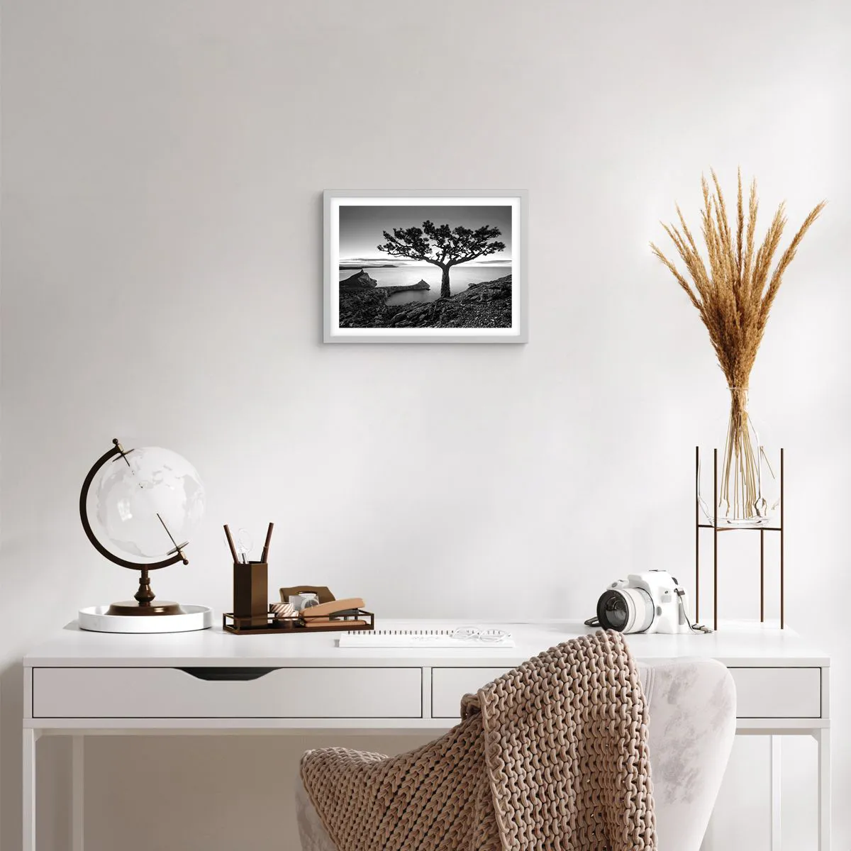 Affiche dans un cadre blanc - Poster - Paix jusqu'à l'horizon - 40x30 cm