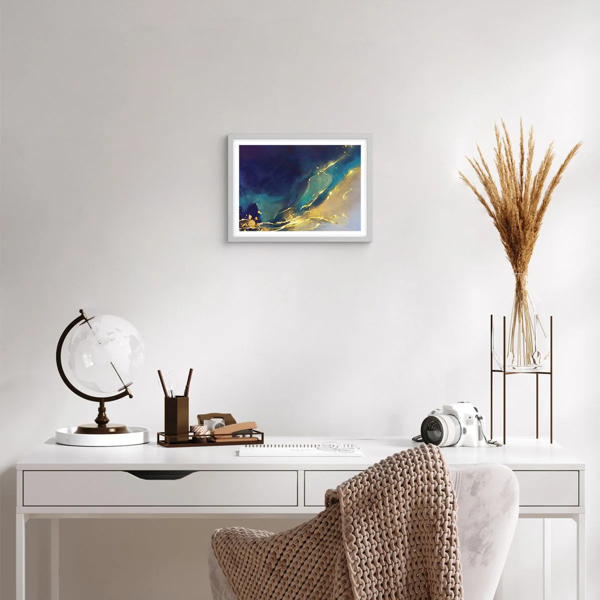 Poster in white frmae - Golden Flood - 40x30 cm