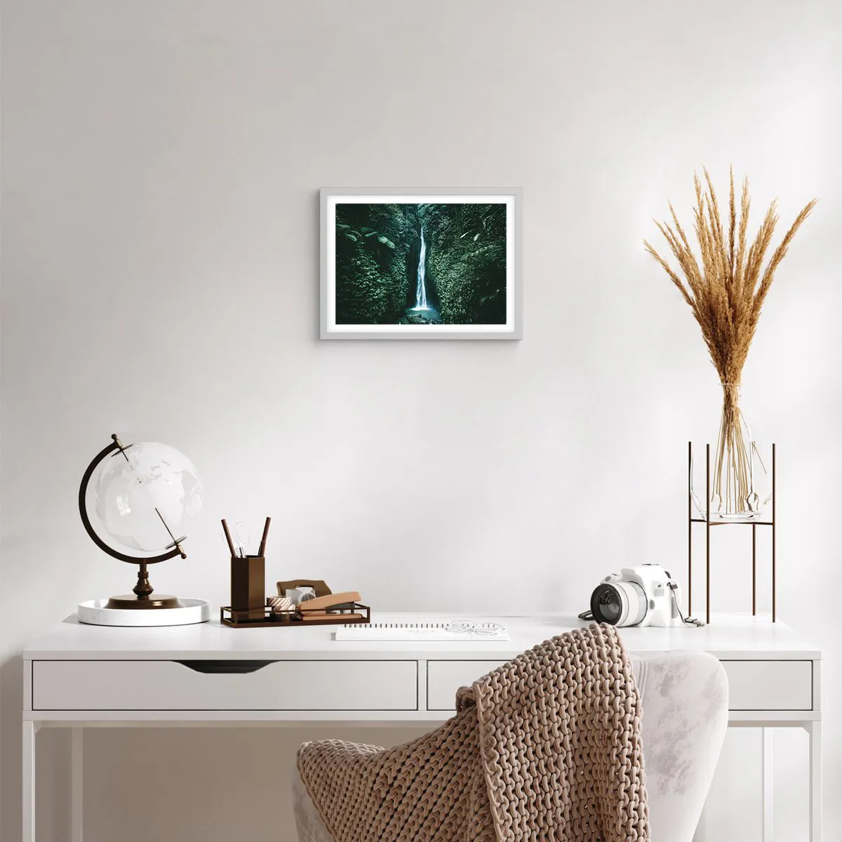 Affiche dans un cadre blanc - Poster - Fontaine tropicale - 40x30 cm