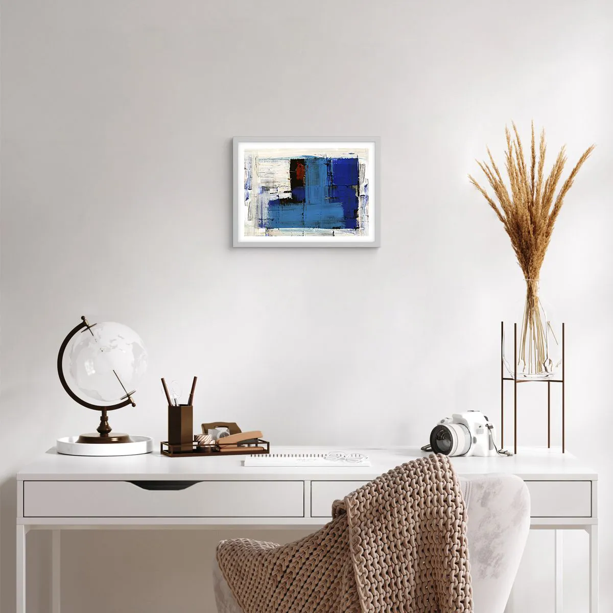 Affiche dans un cadre blanc - Poster - Secret de bleu - 40x30 cm