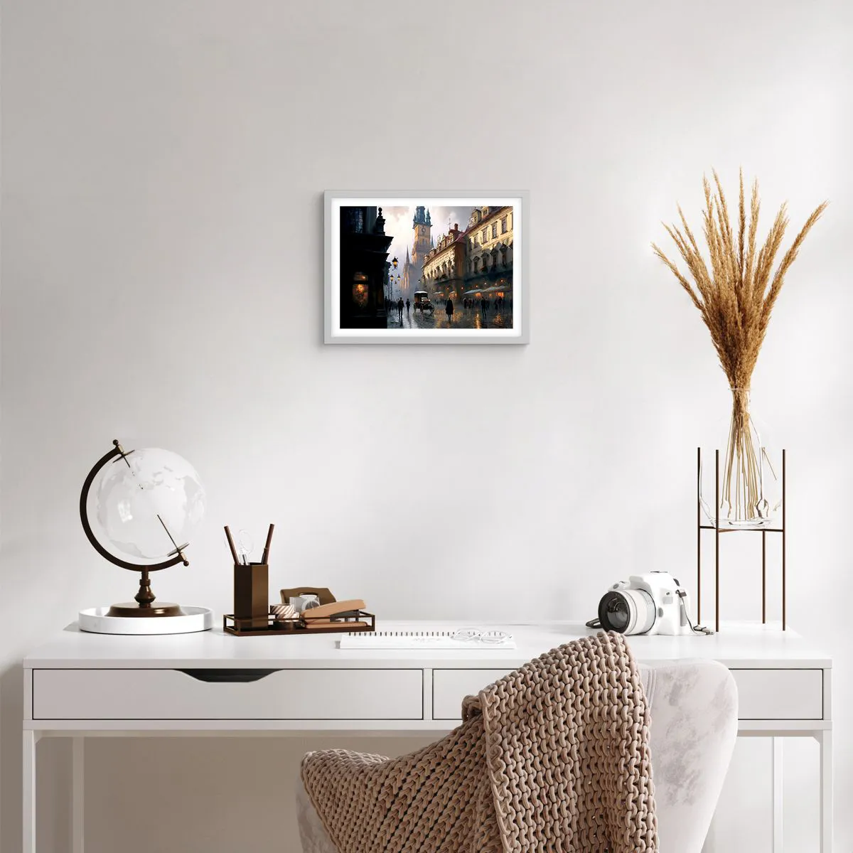 Affiche dans un cadre blanc - Poster - Le charme d'une soirée pragoise - 40x30 cm