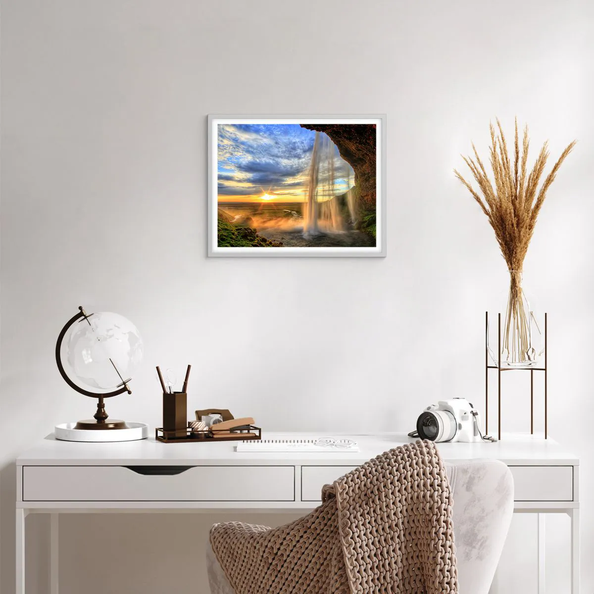 Poster in white frmae - World behind Raindrops - 50x40 cm