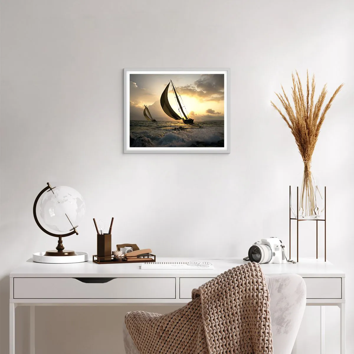 Poster in white frmae - With and against the Wind - 50x40 cm