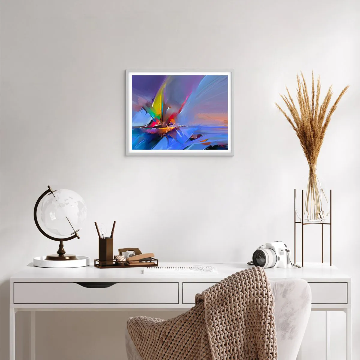 Affiche dans un cadre blanc - Poster - Hélices comme un oiseau - 50x40 cm