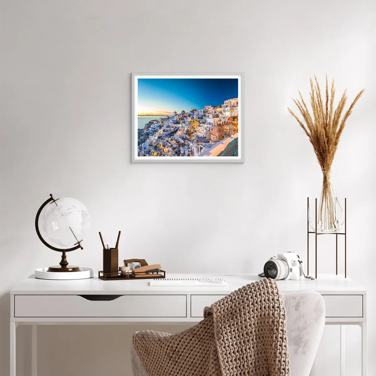 Affiche dans un cadre blanc - Poster - L'essence de la grecque - 50x40 cm