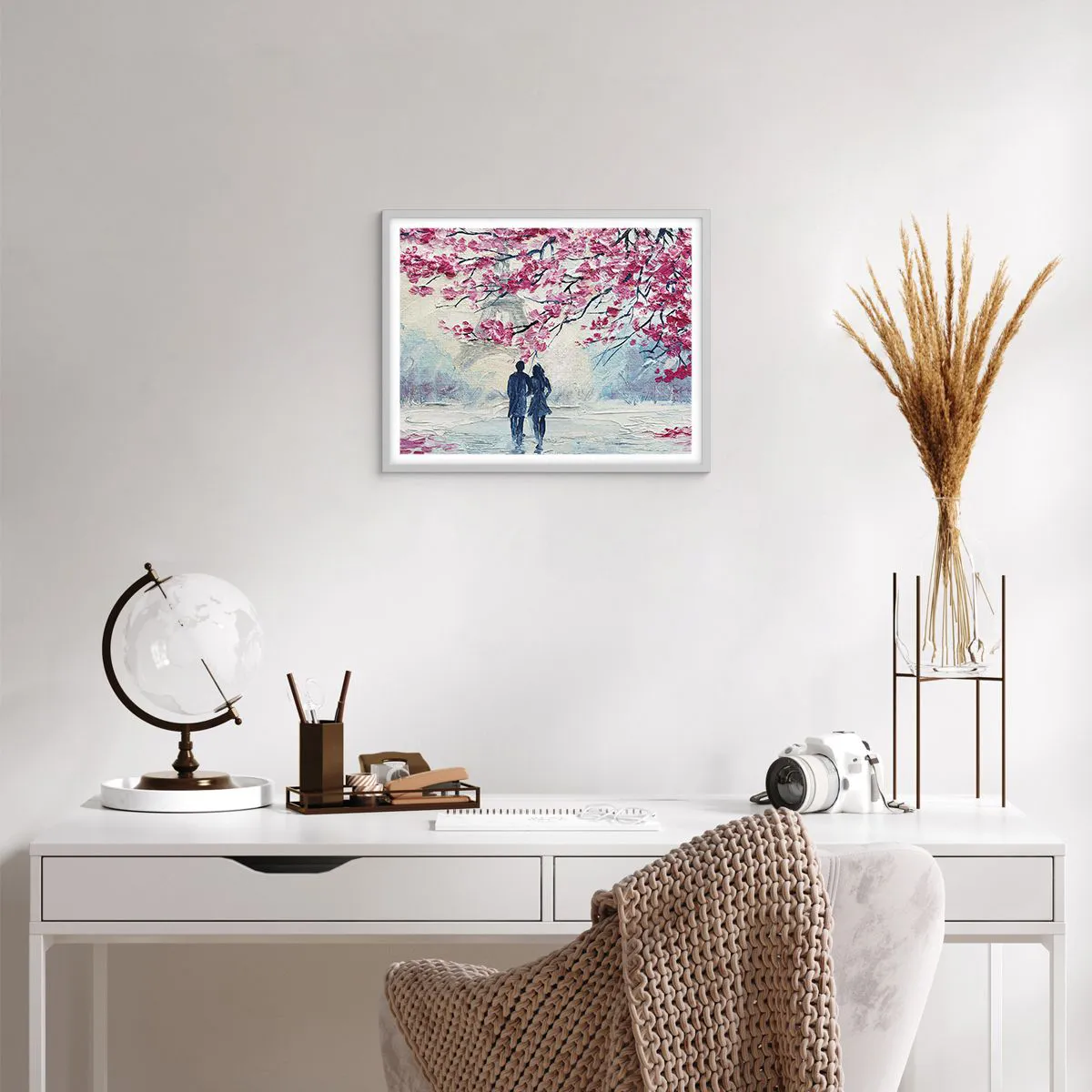 Affisch i vit ram - Romantisk promenad - 50x40 cm