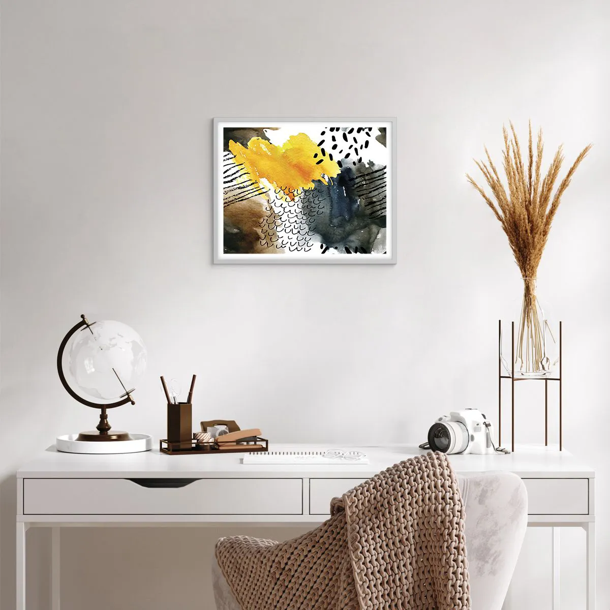 Póster en marco blanco - Reunión de los elementos - 50x40 cm