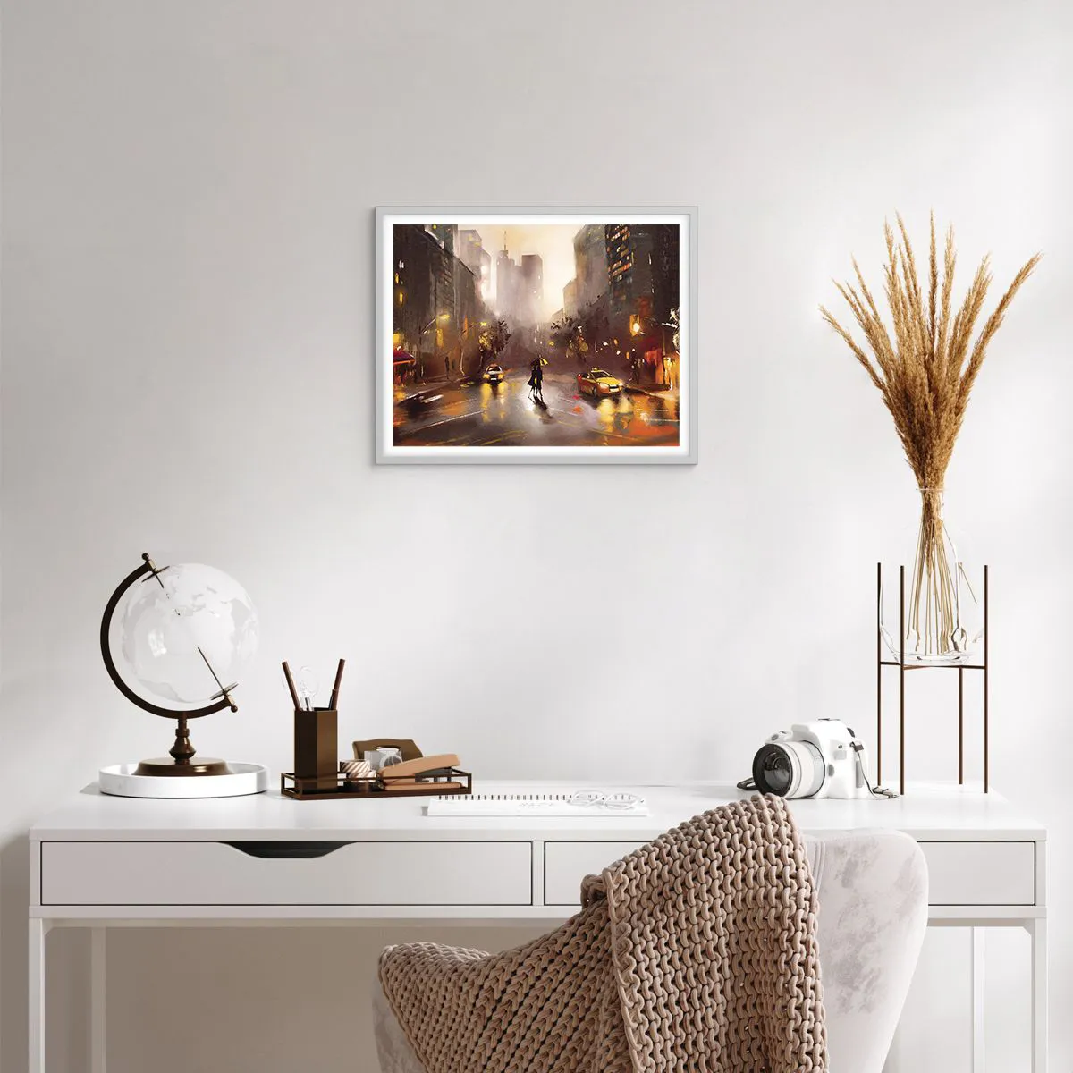 Poster in cornice bianca - Nelle luci di New York - 50x40 cm