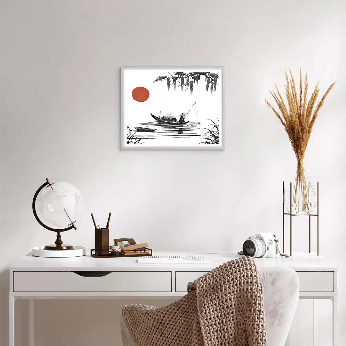 Plakát v bílém rámu - Asijské odpoledne - 50x40 cm