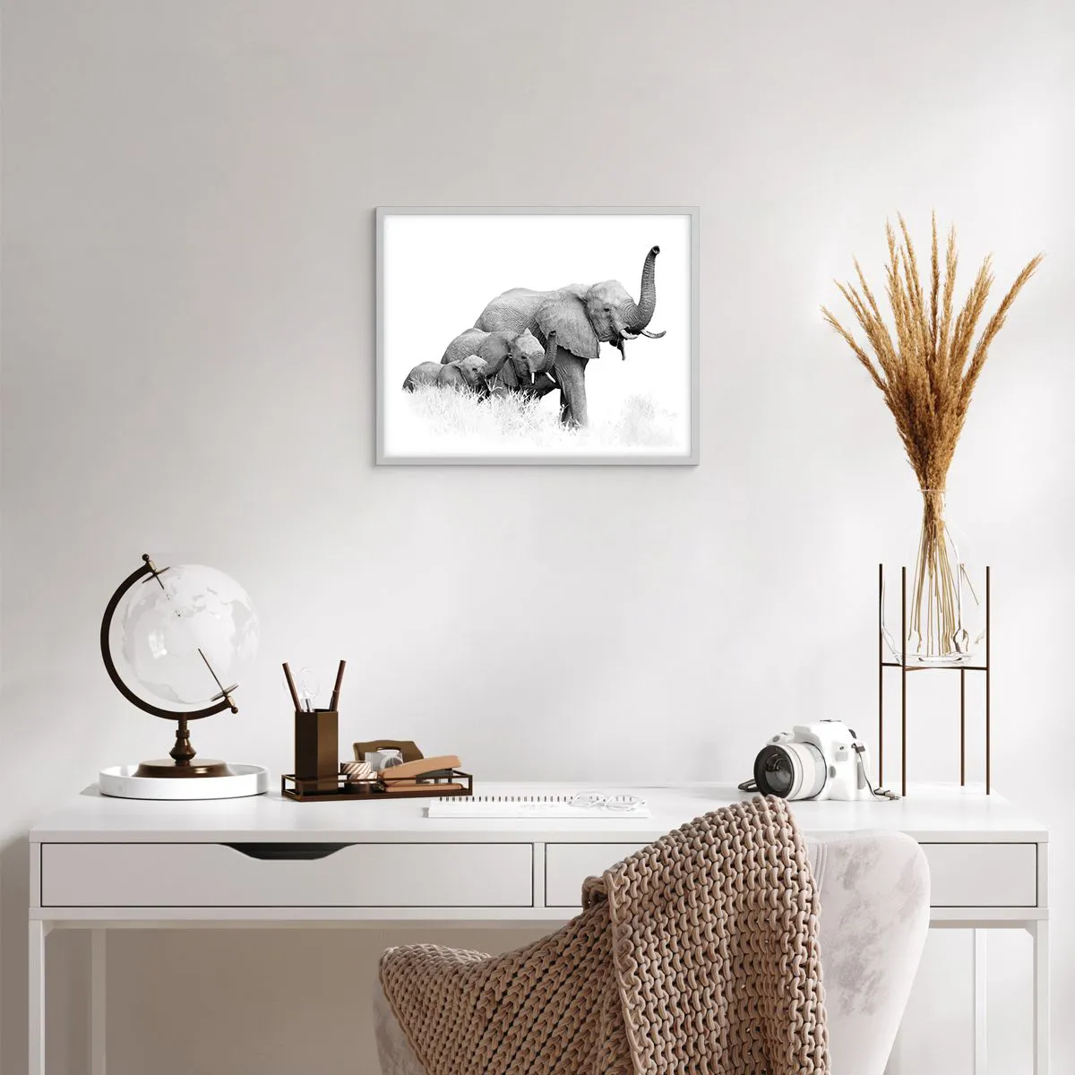 Affiche dans un cadre blanc - Poster - Un, deux, trois - 50x40 cm