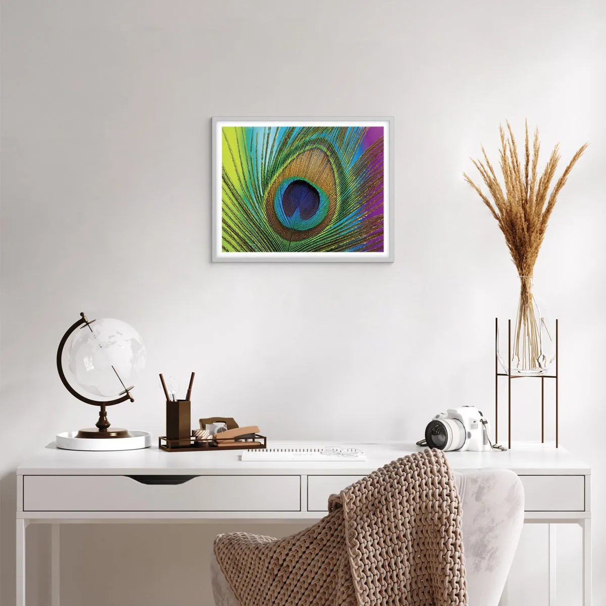 Poster in een witte lijst - Oog in oog - 50x40 cm