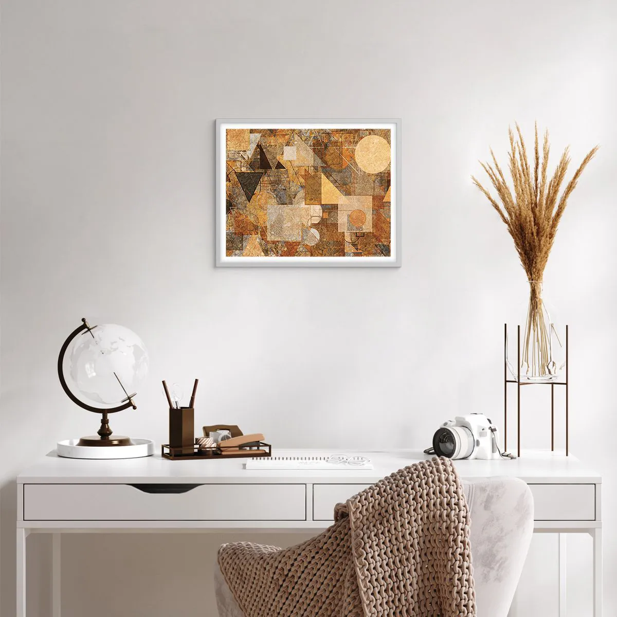 Poster in white frmae - Cubist Study in Brown - 50x40 cm