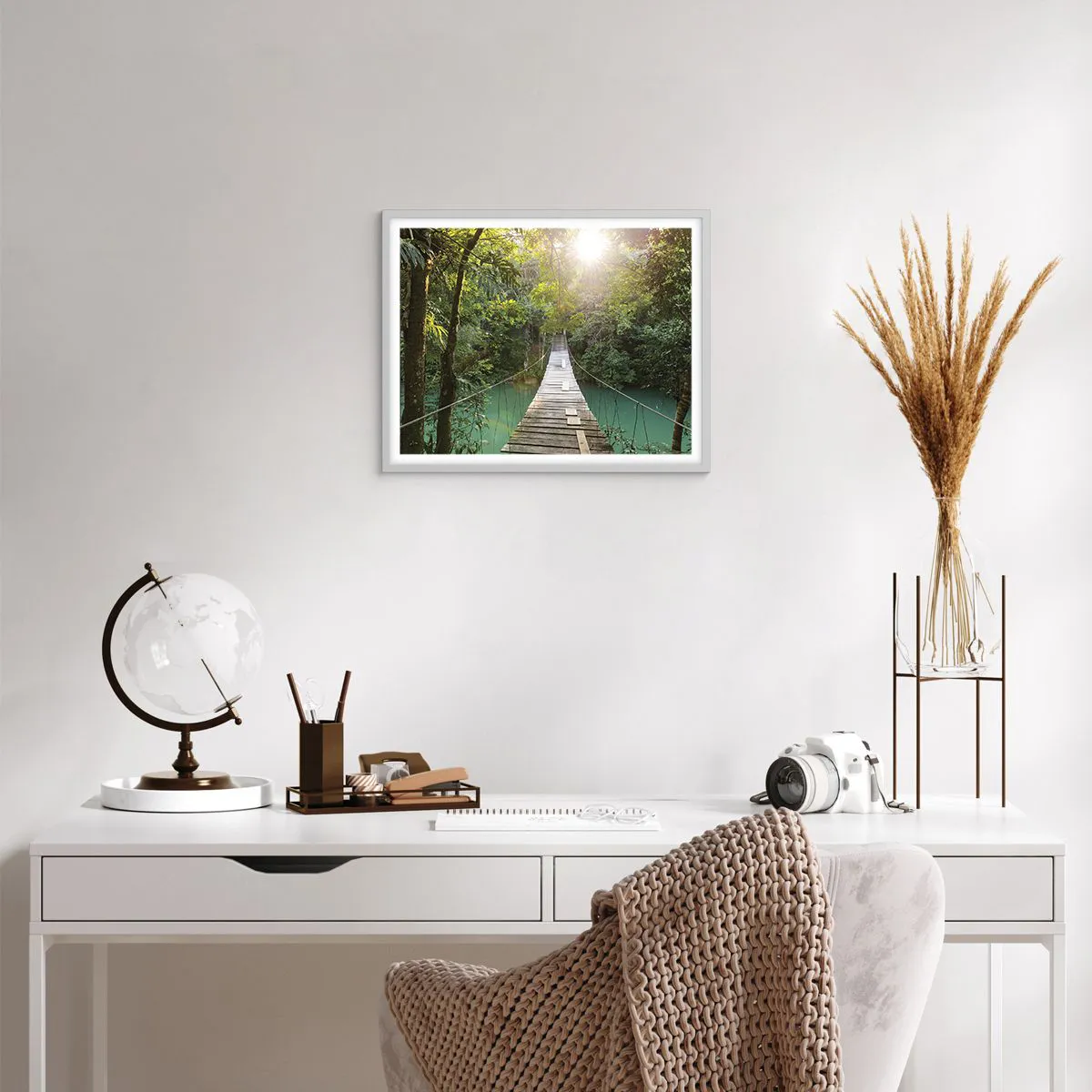 Plakat w białej ramie - Nad lazurową wodą do lazurowego lasu - 50x40 cm