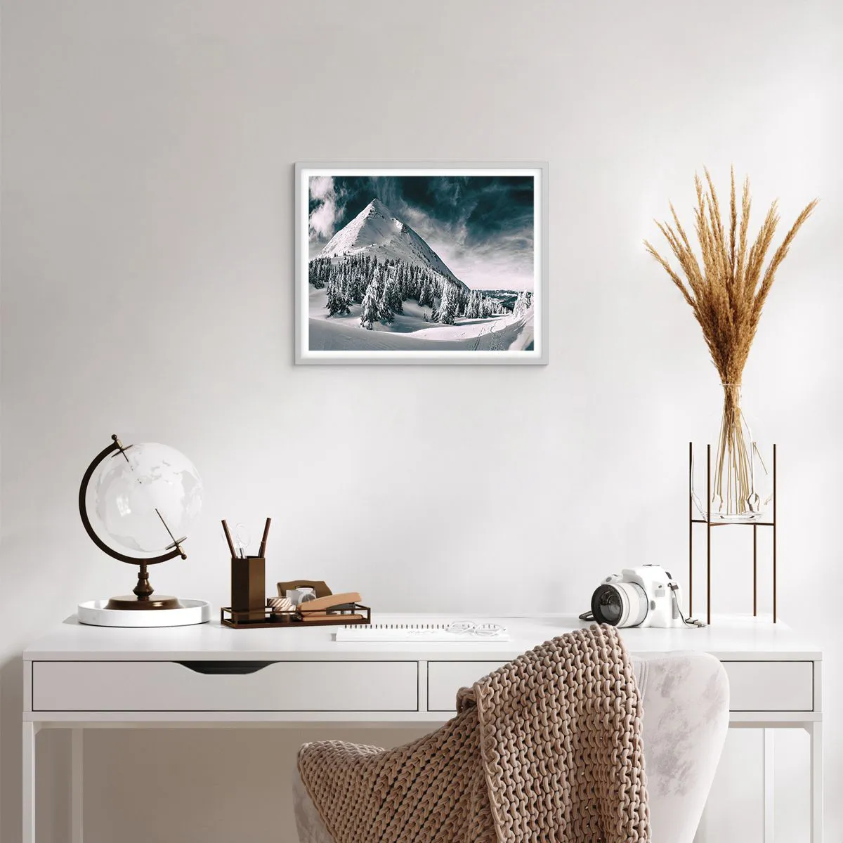 Affiche dans un cadre blanc - Poster - Le pays de la neige et de la glace - 50x40 cm