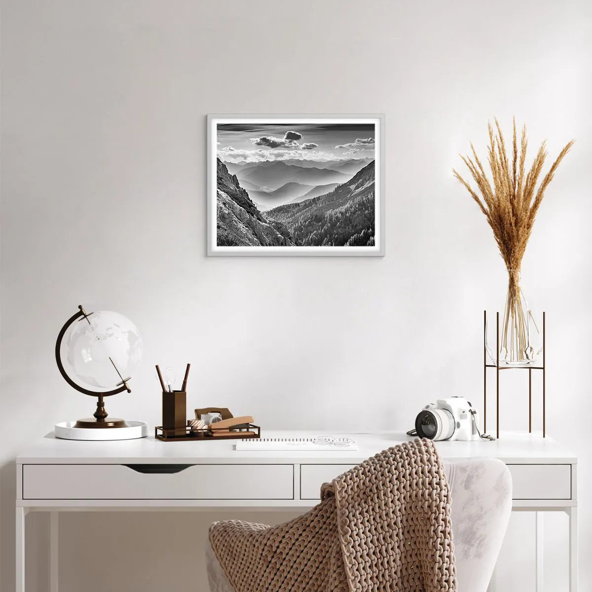 Affiche dans un cadre blanc - Poster - Jusqu'à l'horizon - 50x40 cm