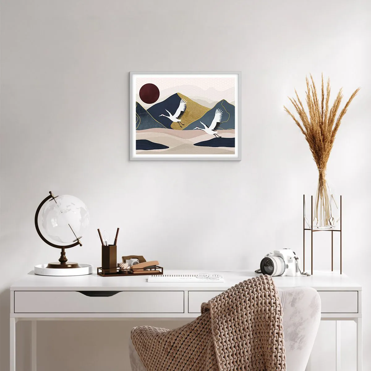 Affiche dans un cadre blanc - Poster - Encore une fois, la journée s'est ÉCOULÉE - 50x40 cm