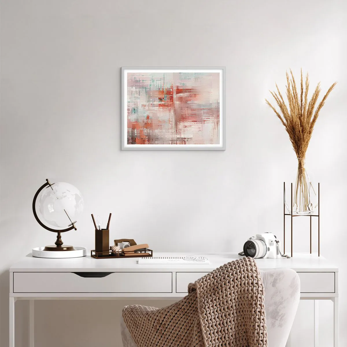 Poster in white frmae - Foggy but Pink - 50x40 cm