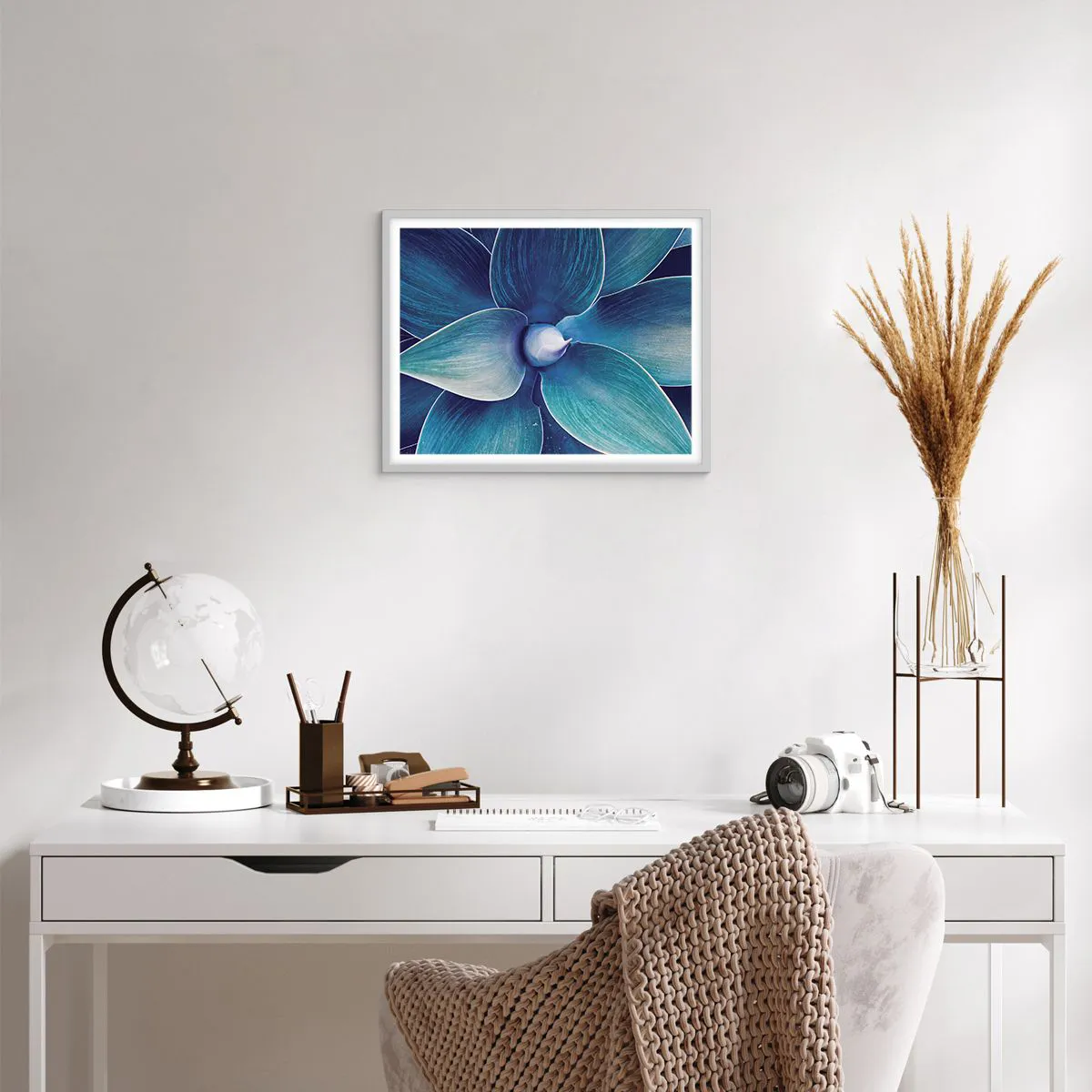 Affiche dans un cadre blanc - Poster - Le bleu du ciel - 50x40 cm