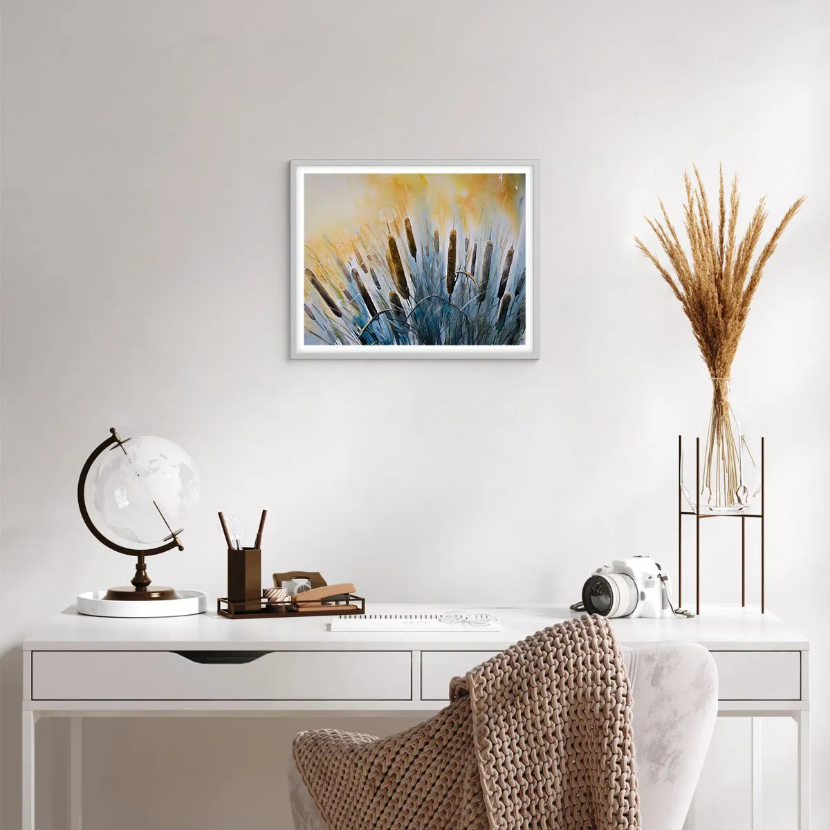 Plakat i hvid ramme - Vandets kulde, solens varme - 50x40 cm